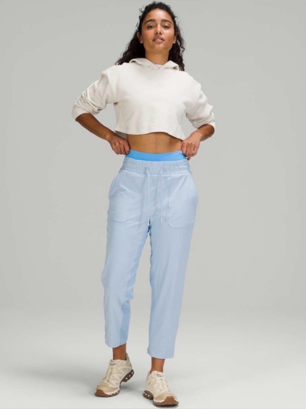 Lululemon Beyond the Studio Lined Crop Pants in Blue Linen